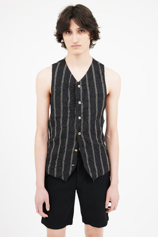 Versace 1990s Black Stripe Crinkle Vest