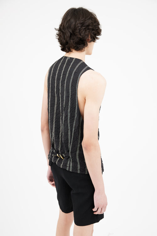 Versace 1990s Black Stripe Crinkle Vest