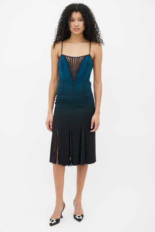Versace Black & Blue Gradient Sleeveless Dress