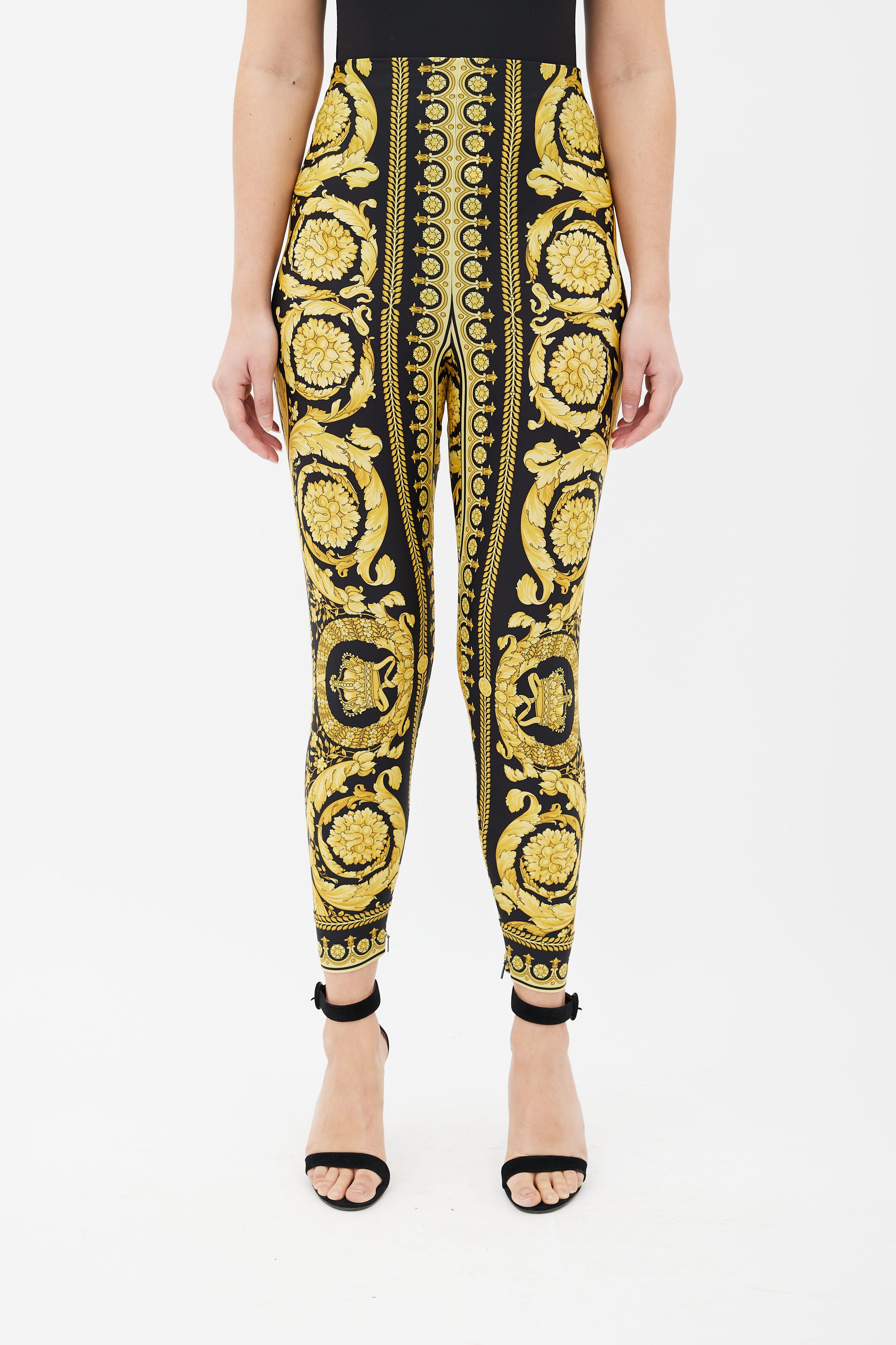 Versace Heritage Legging in Dark Orchid and Sun Baroque Print SZ 38 For  Sale at 1stDibs