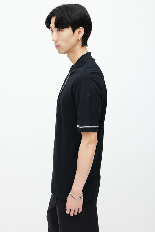 Versace Black Short Sleeves Logo Strip Polo