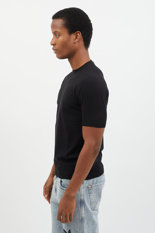 Versace Black Wool Blend Short Sleeve T-Shirt