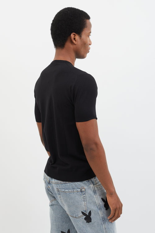 Versace Black Wool Blend Short Sleeve T-Shirt