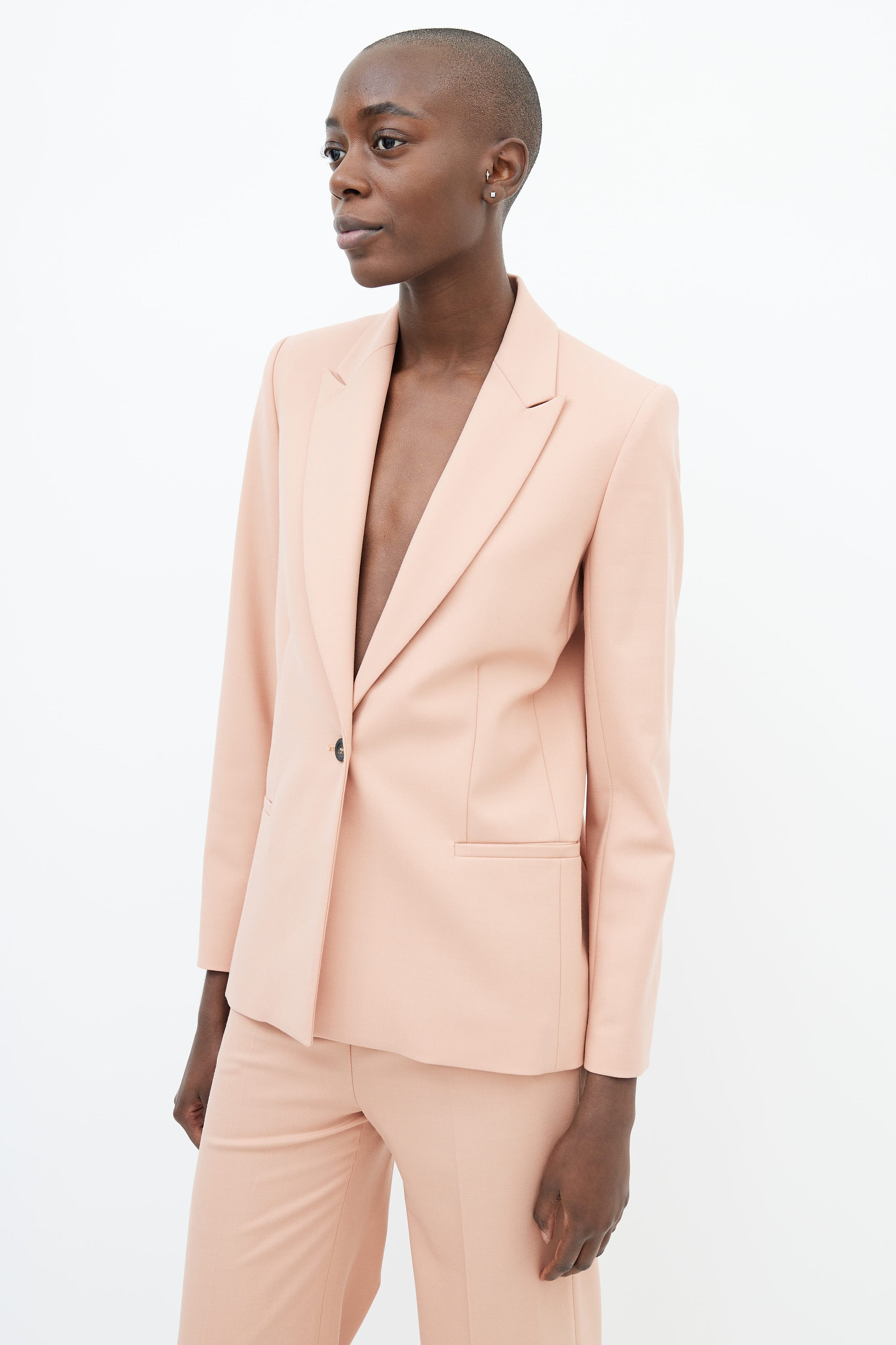 Victoria Beckham // Pink Blazer & Wide Leg Trouser Suit – VSP Consignment