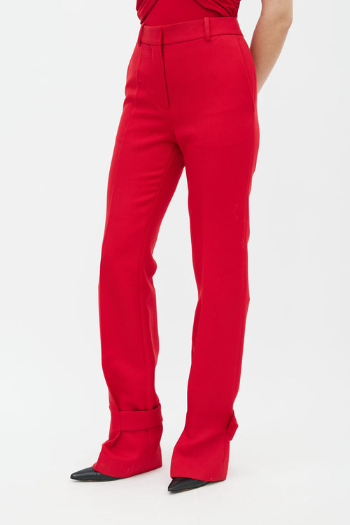 Victoria Beckham Red Wrapped Ankle Trouser
