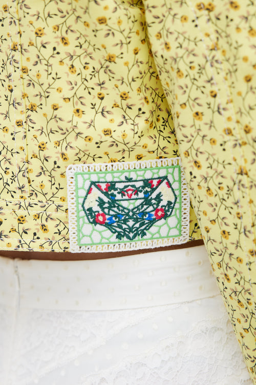 Vivetta Yellow Cotton Floral Print Cropped Jacket