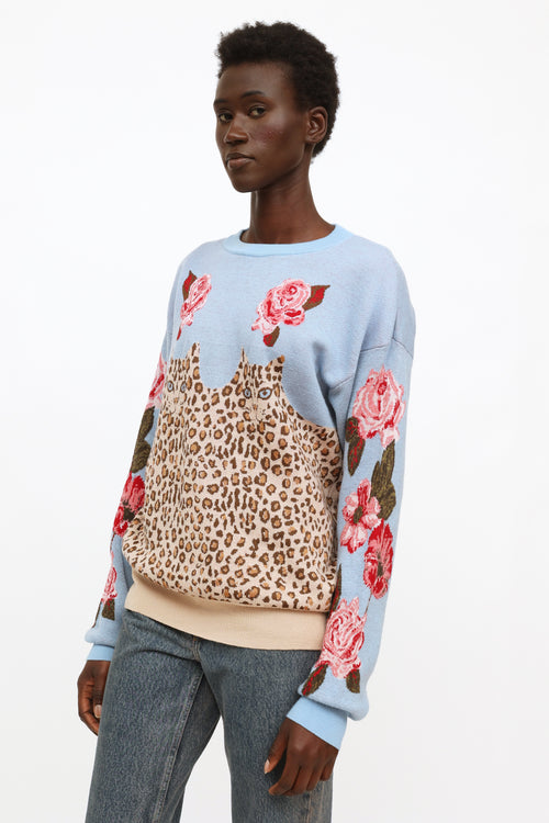 Vivetta Blue & Beige Printed Knit Sweater