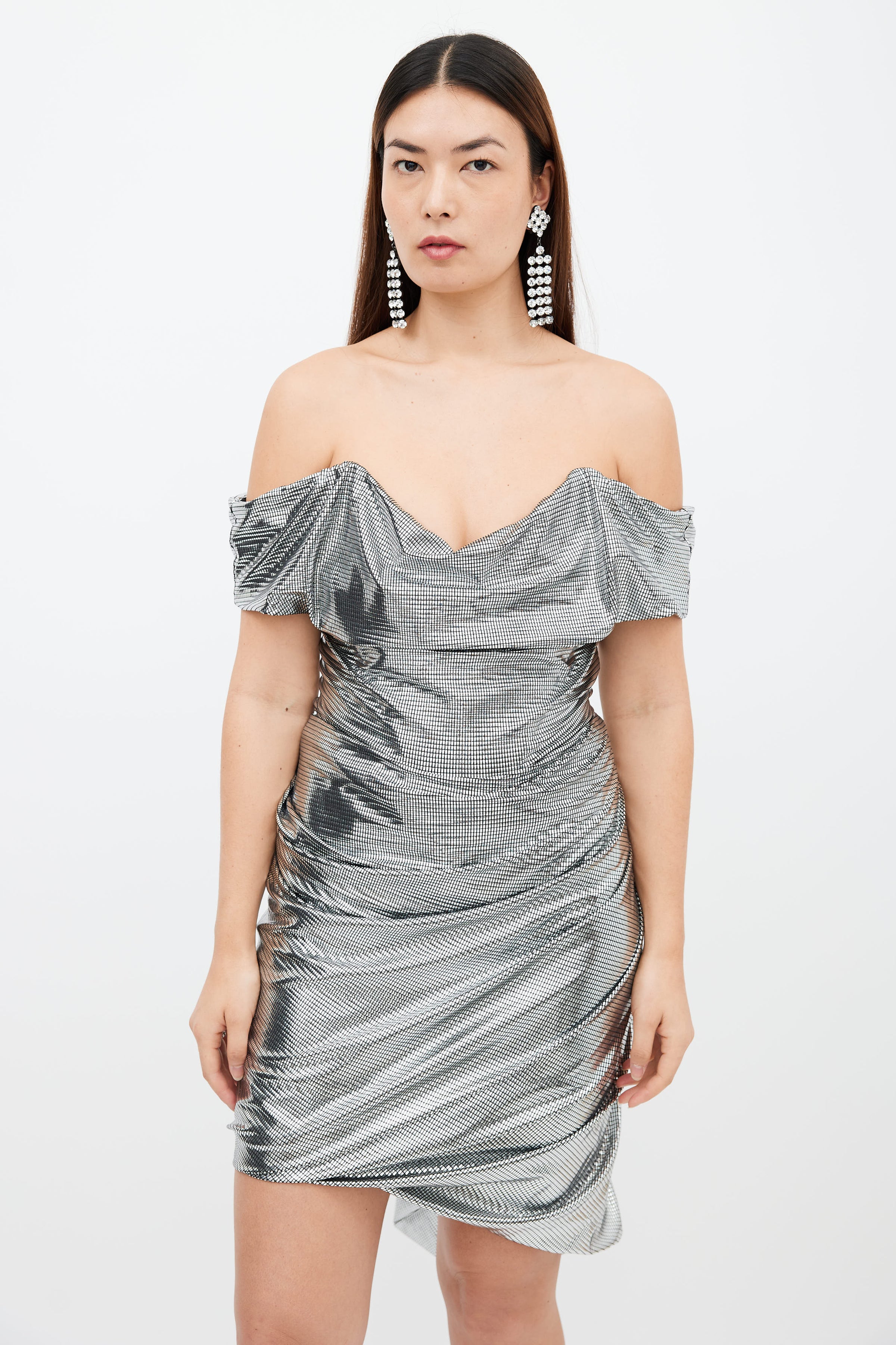 Vivienne Westwood // Silver Shimmer Draped Corset Cocktail Dress