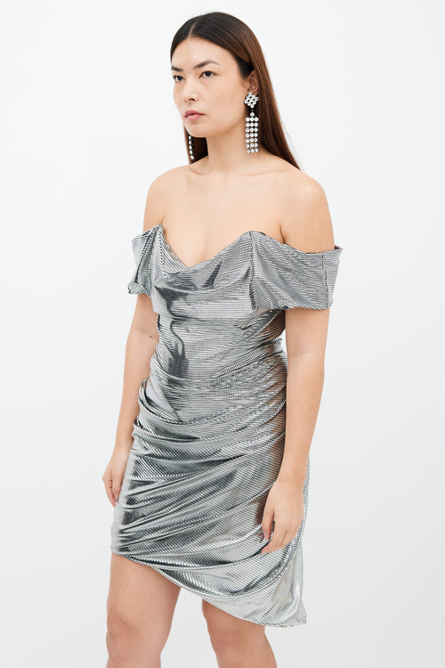 Vivienne Westwood Silver Shimmer Draped Corset Cocktail Dress