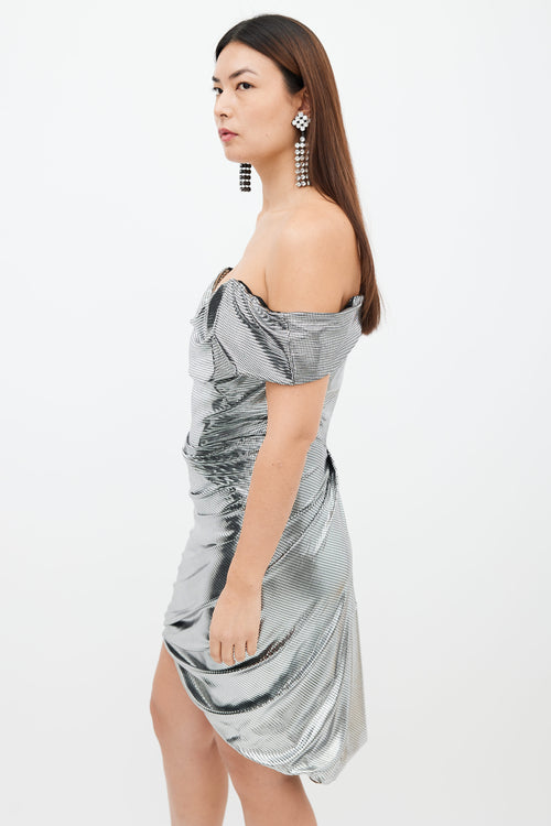 Vivienne Westwood Silver Shimmer Draped Corset Cocktail Dress