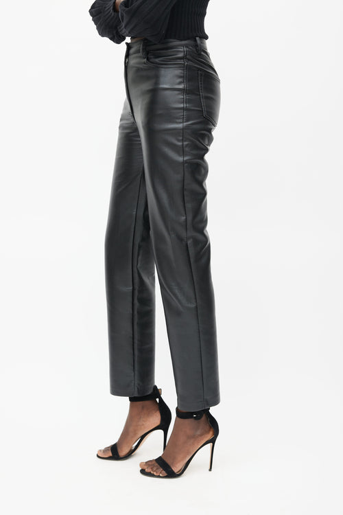 Aritzia Black Faux Leather Straight Leg Pant