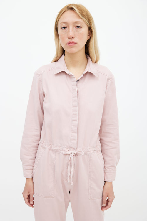 Xirena Pink Cotton Button-Up Capri Jumpsuit