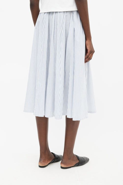 Xirena White & Blue Cotton Stripe Skirt