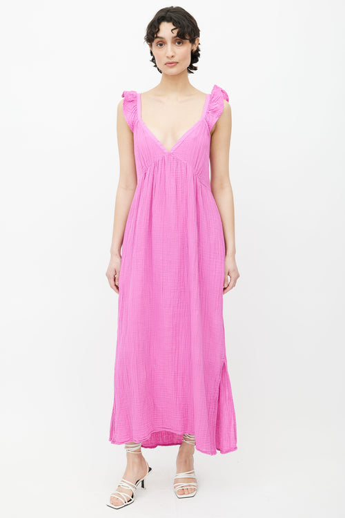Xirena Pink Sleeveless V-Neck Maxi Dress