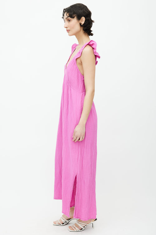 Xirena Pink Sleeveless V-Neck Maxi Dress