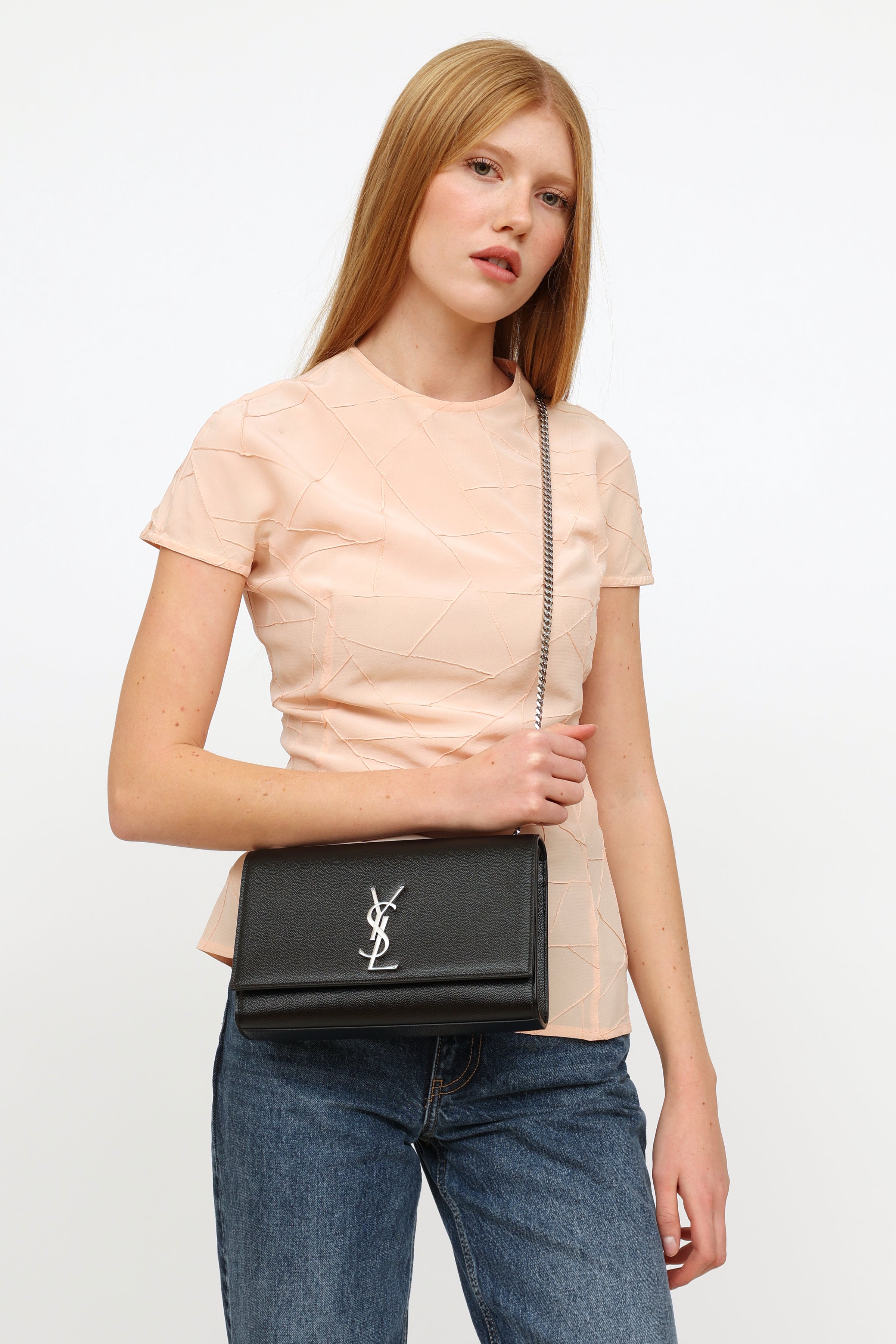 SAINT LAURENT Medium Kate YSL Monogram Leather Chain Bag