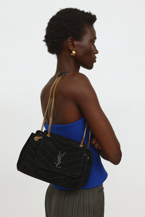 Saint Laurent Black Suede Small Nolita Bag