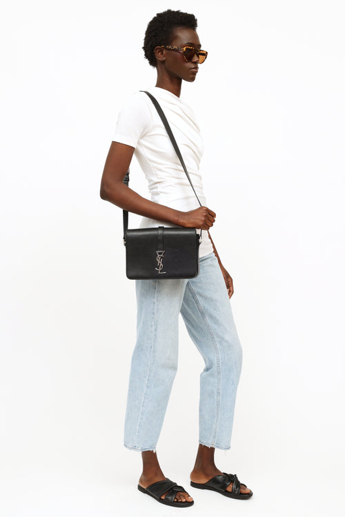 Saint Laurent Black Leather Universite Flap Bag