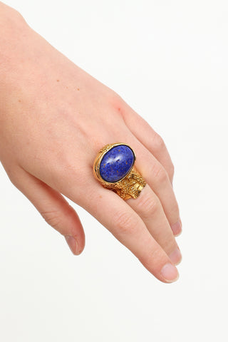 Gold Tone Blue Arty Ring