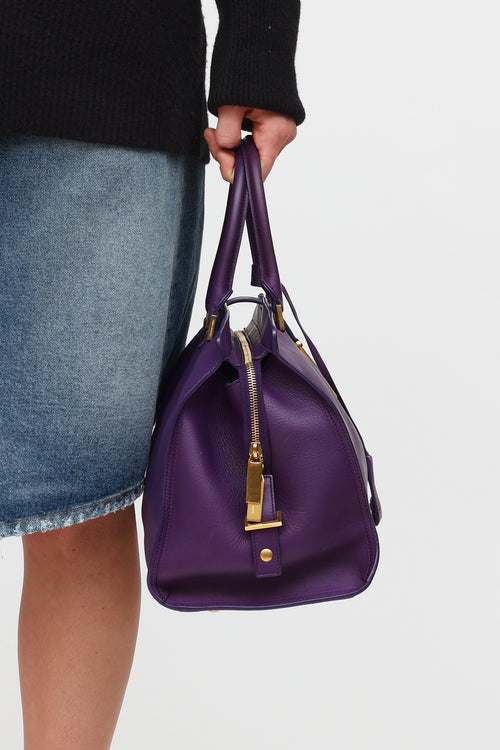 Saint Laurent Purple Leather Cabas Chyc Tote Bag