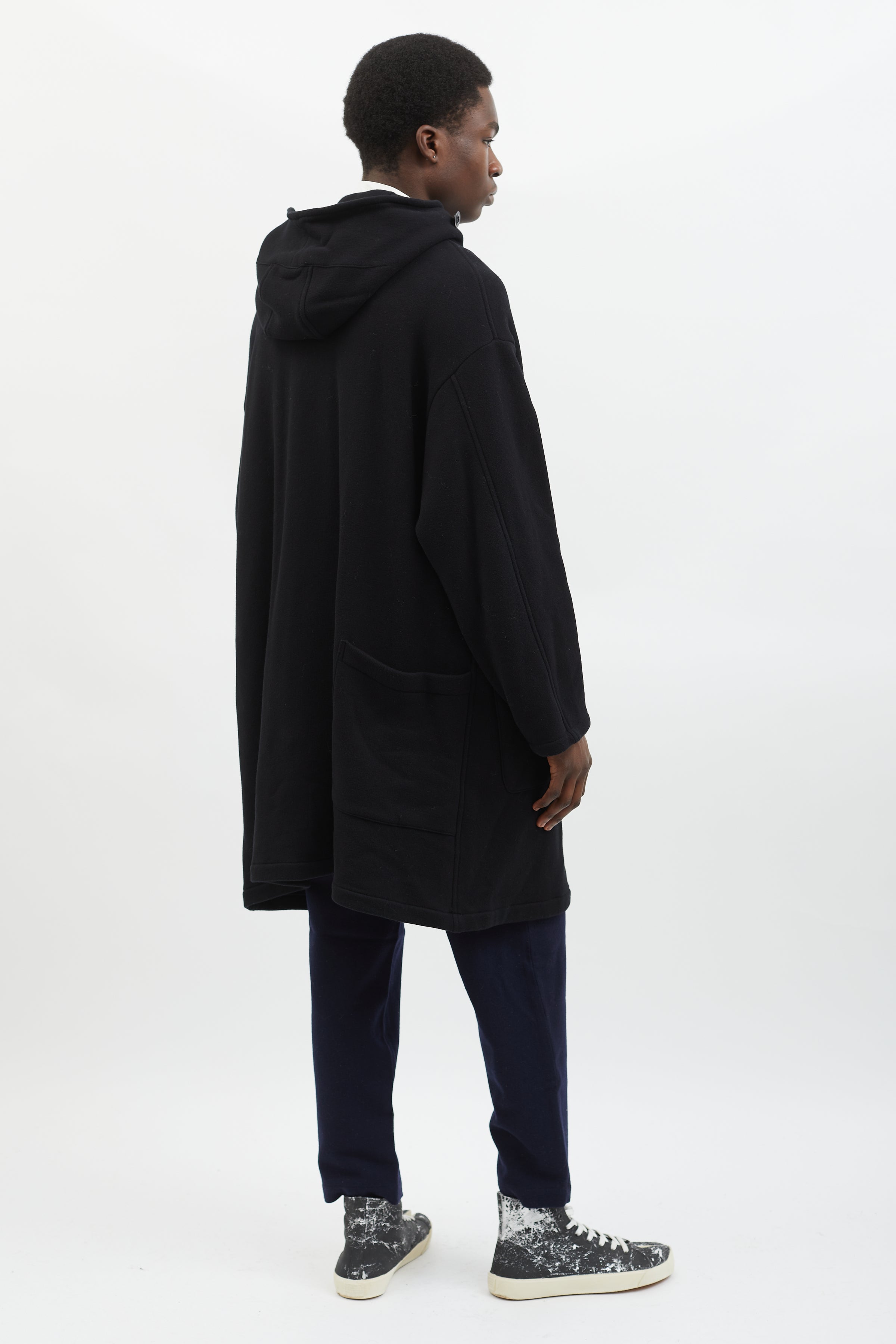 Yohji Yamamoto // Black Fleece Raised Hooded Coat – VSP Consignment