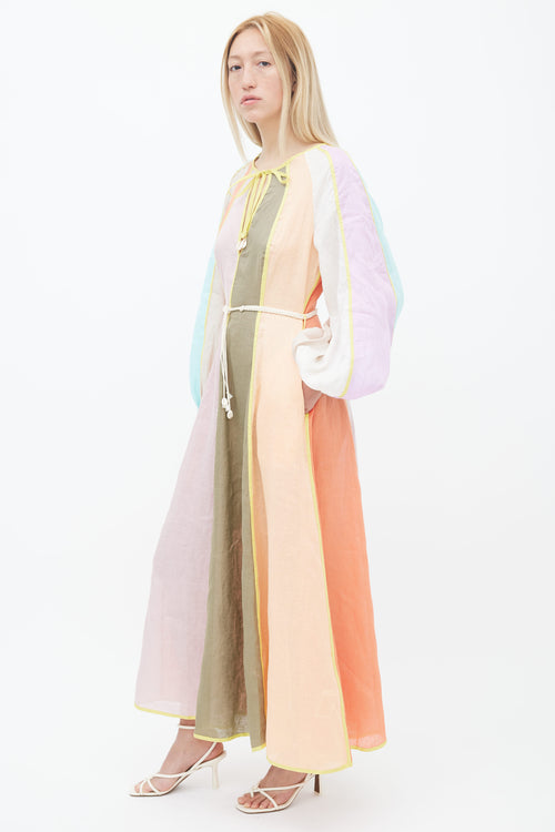 Zimmermann Multicolor Stripe Long Sleeve Belted Dress