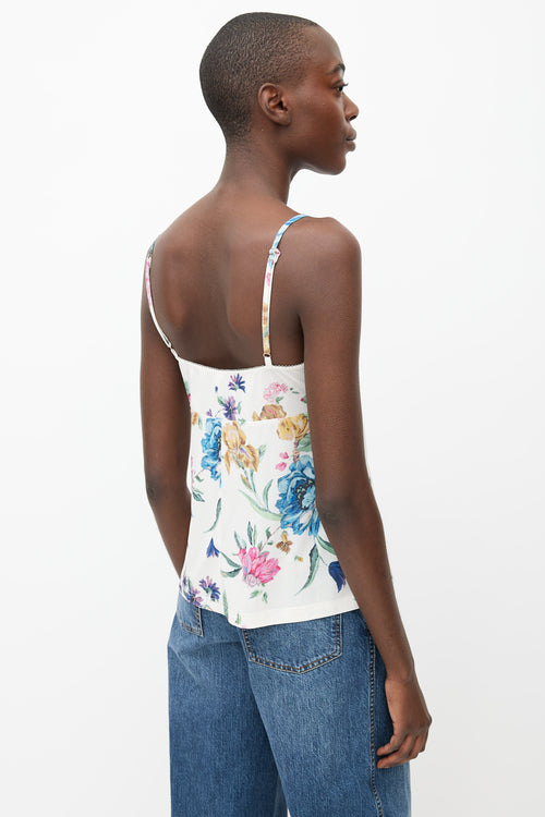 Zimmermann White & Multicolor Floral Printed Blouse