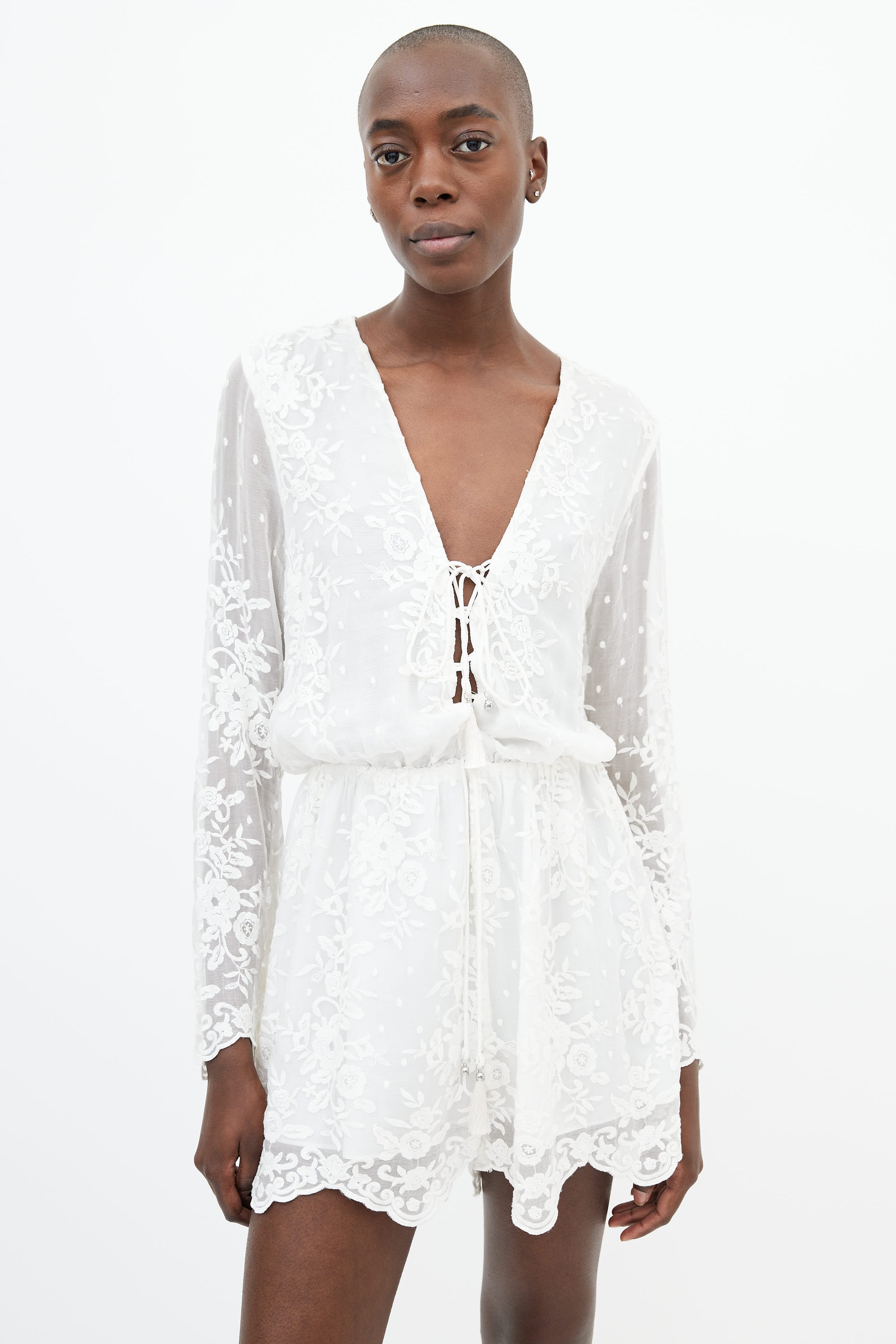 Zimmermann // White Floral Lace Long Sleeve Romper – VSP Consignment