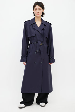 A LINE Navy Belted Trench Coat
