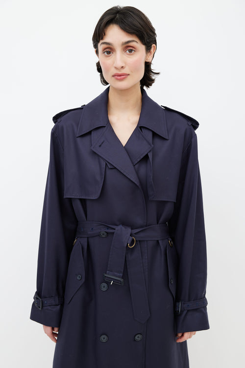 A LINE Navy Belted Trench Coat