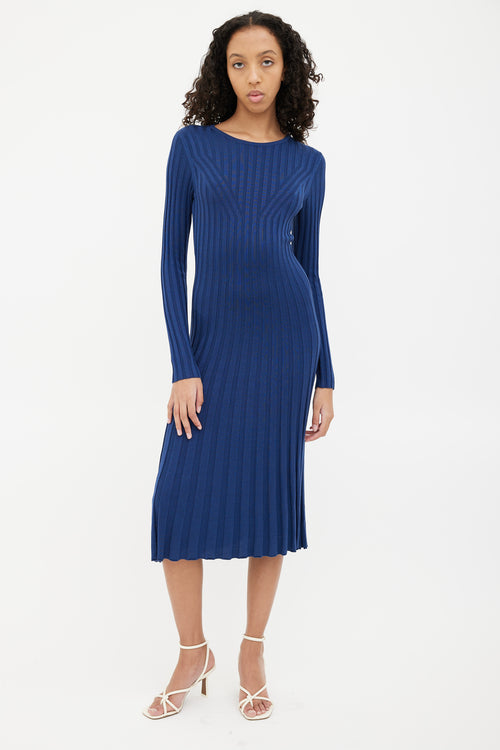 Adam Lippes Navy Ribbed Bodycon Maxi Dress