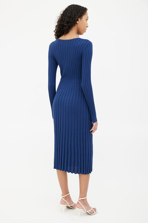 Adam Lippes Navy Ribbed Bodycon Maxi Dress