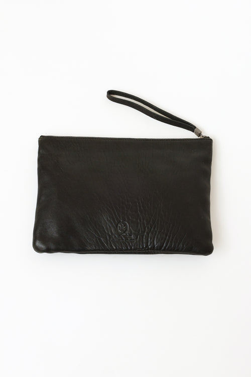 Alexander McQueen Black Leather Zip Pouch