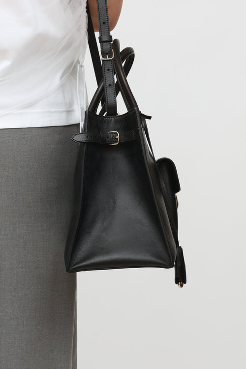 Balenciaga Black Leather Padlock Work S Bag