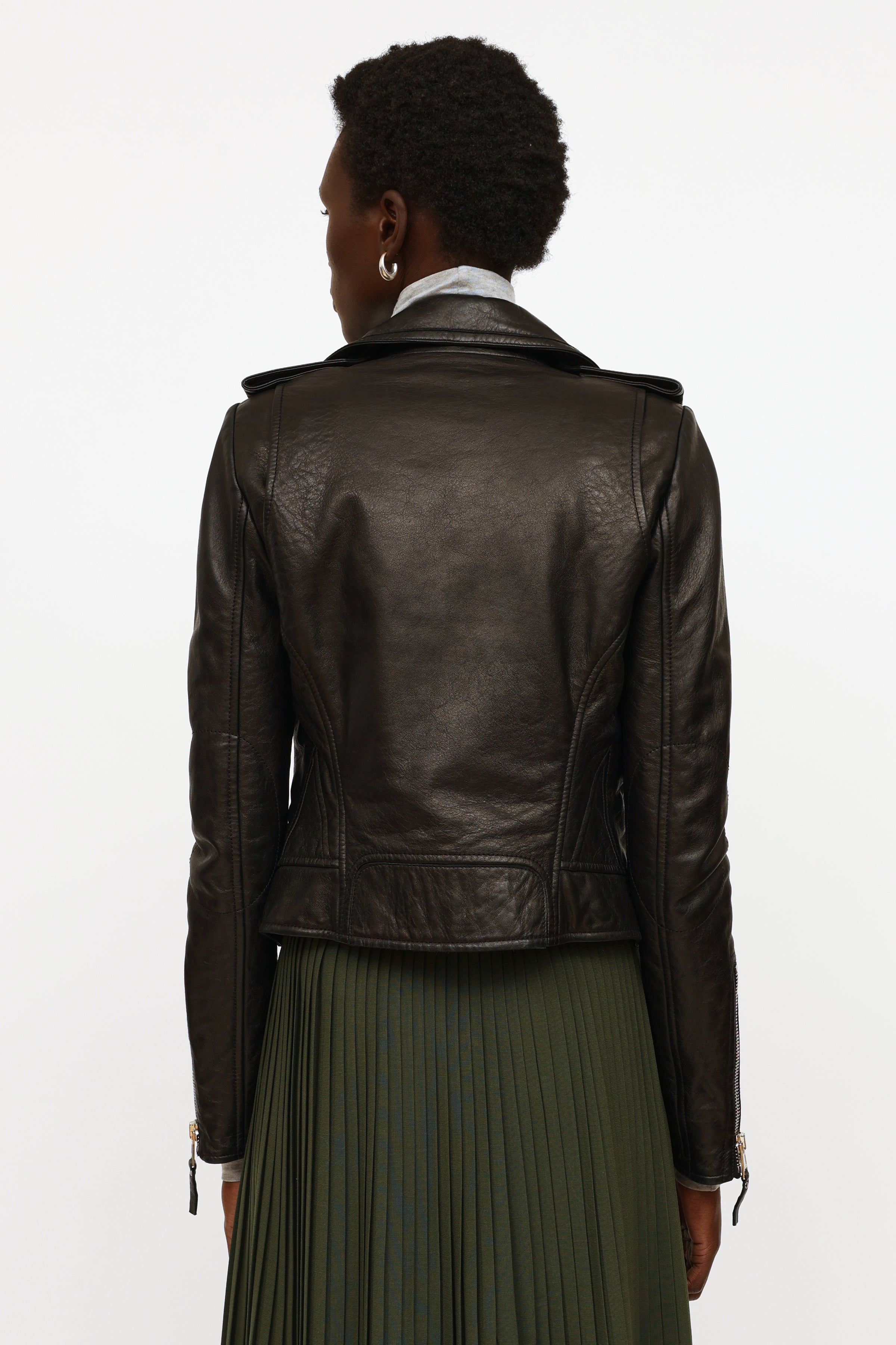BALENCIAGA Swing Leather Moto Jacket Size 36  eBay