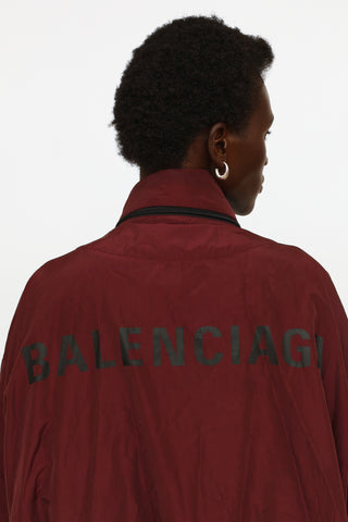 Balenciaga Burgundy Logo Raincoat