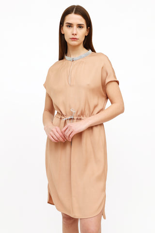 Fabiana Filippi Pink Drawstring Short Sleeve Dress