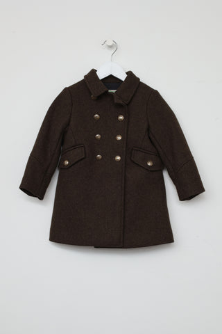 Bonpoint Kids Green Double-Breasted Coat