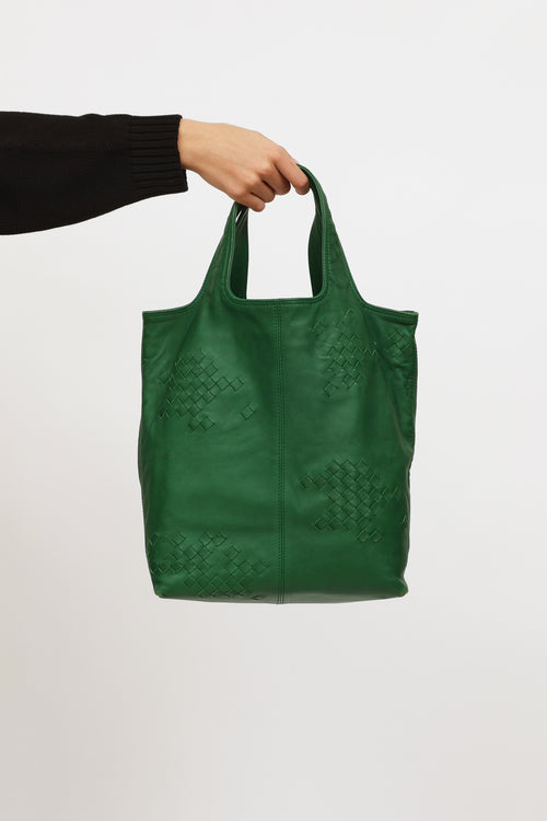 Bottega Veneta Green Leather Tote Bag