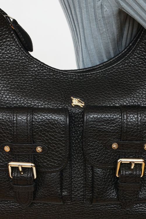 Burberry Black Grained Calfskin Shoulder Bag