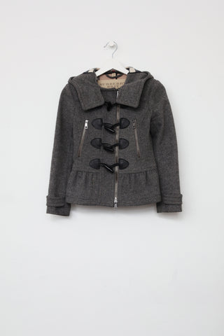 Burberry Grey Cropped Toggle Jacket