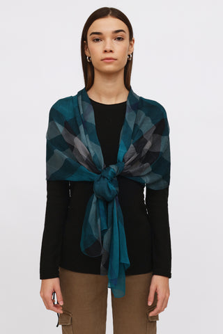 Burberry Turquoise Check Scarf