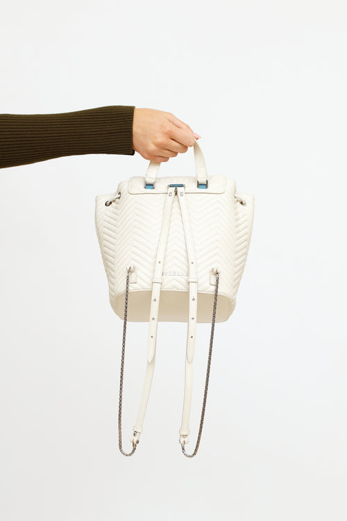 Bvlgari White Leather Serpenti Forever Backpack