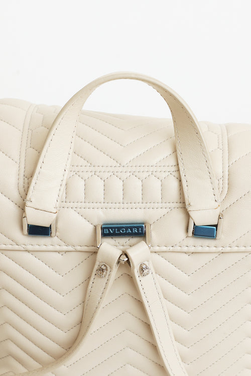 Bvlgari White Leather Serpenti Forever Backpack