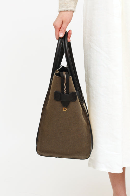 Celine Cream Olive & Black Luggage Tote Bag