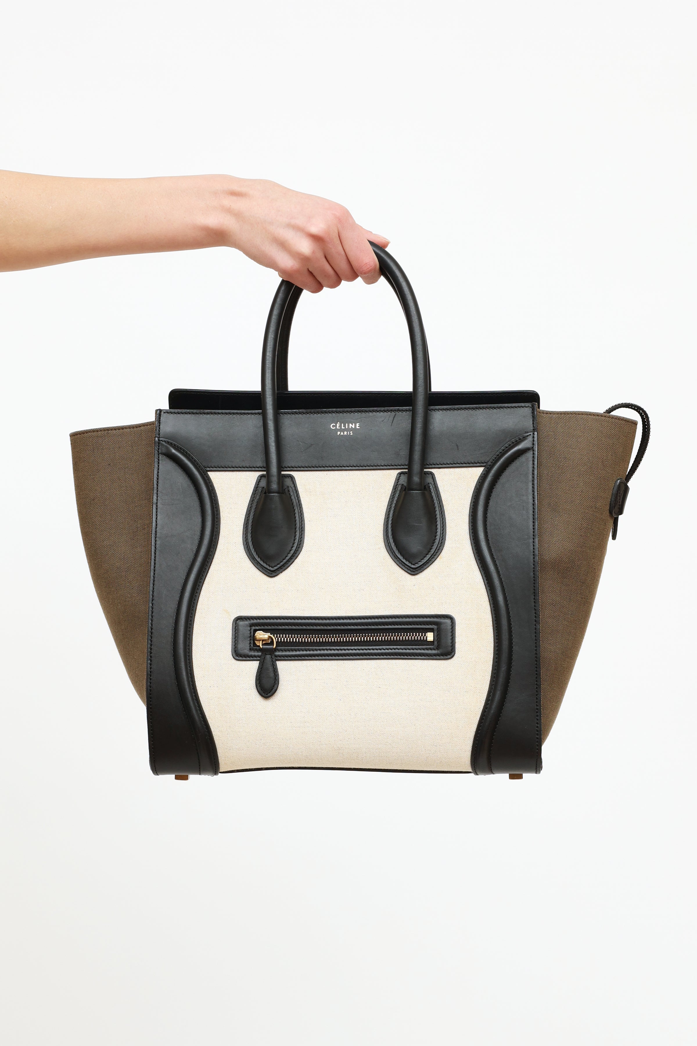 Celine Tricolor Leather/Suede Micro Luggage Tote Bag | Yoogi's Closet