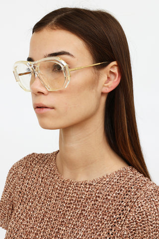 Celine Clear & Gold Aviator Frame Glasses