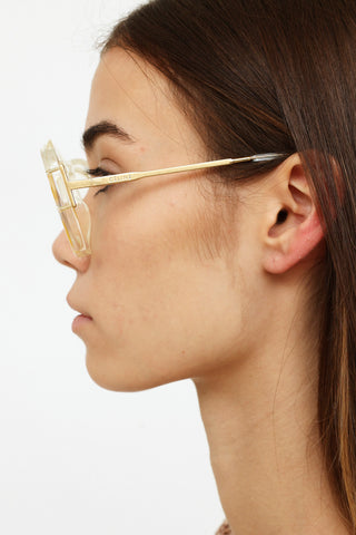 Celine Clear & Gold Aviator Frame Glasses