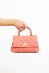 Chanel 2022 Pink Caviar Coco Top Handle Bag