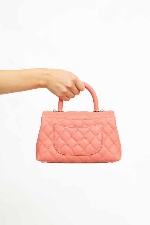 Chanel 2022 Pink Caviar Coco Top Handle Bag